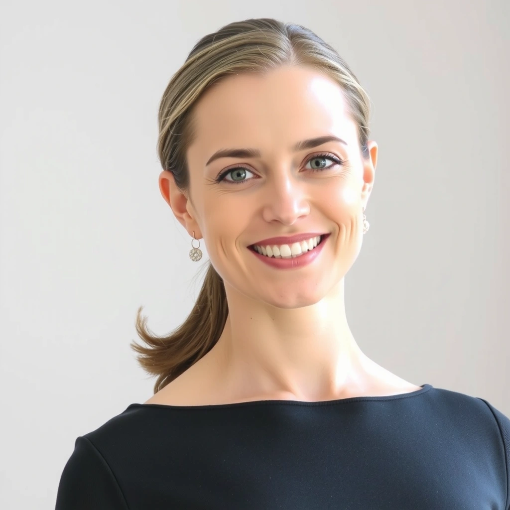 Professional headshot of Elena Petrova, a graceful female yoga instructor with a serene expression.