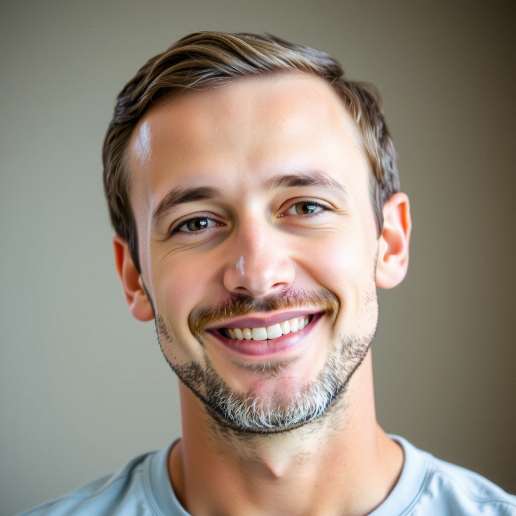 Professional headshot of Ben Carter, a focused male yoga instructor with a confident look.